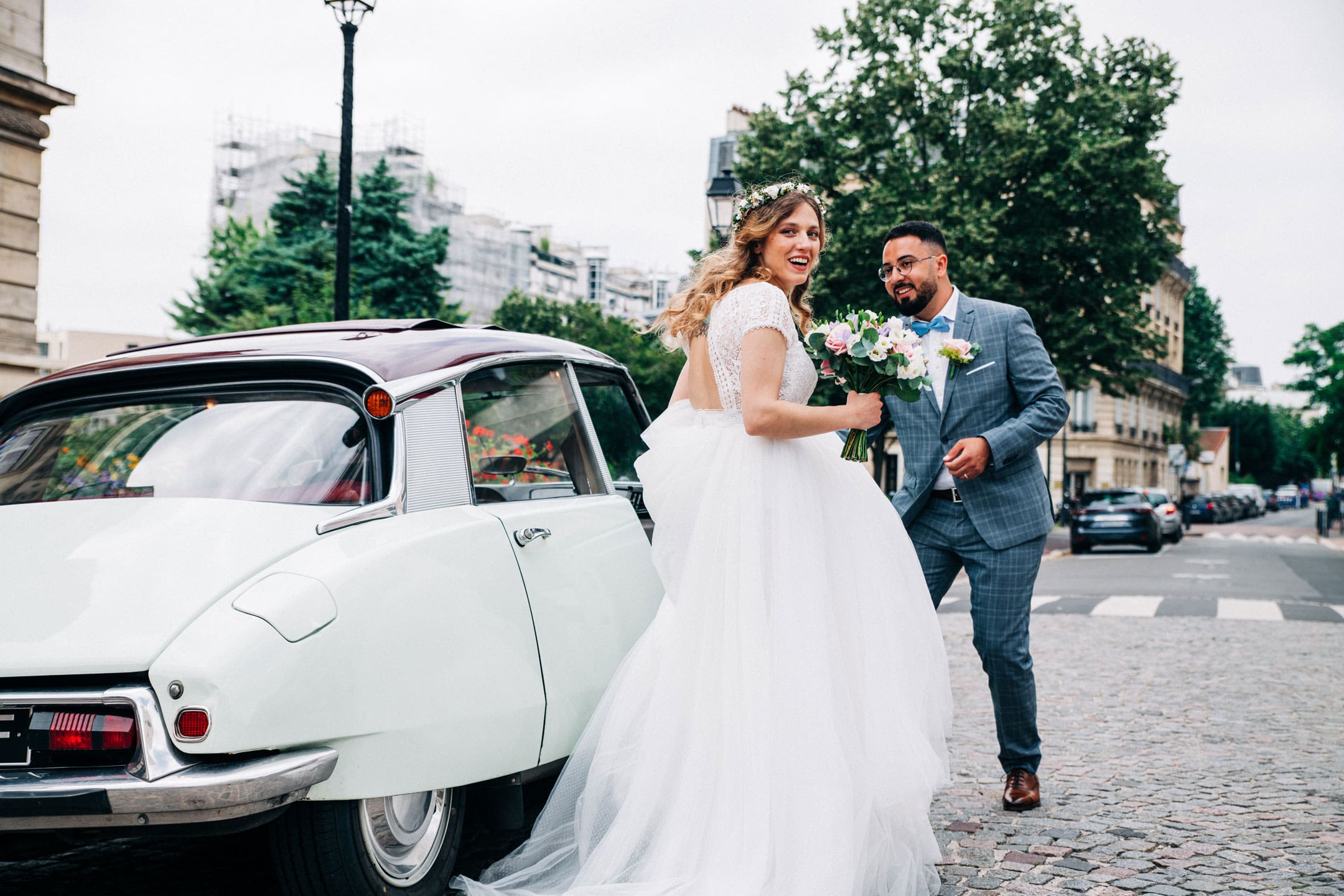 Mariage Marion & Sakr - Départ de la mariée en voiture